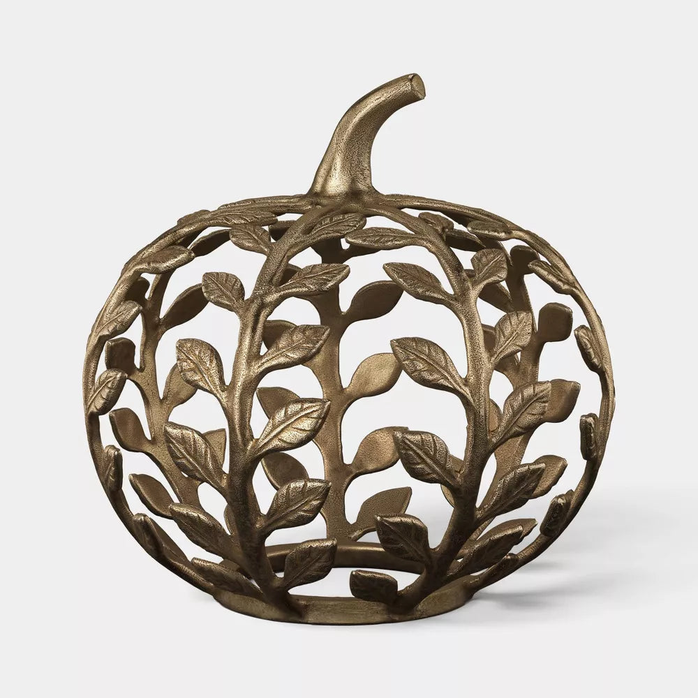 Round Metal Botanical Pumpkin Desktop Decor