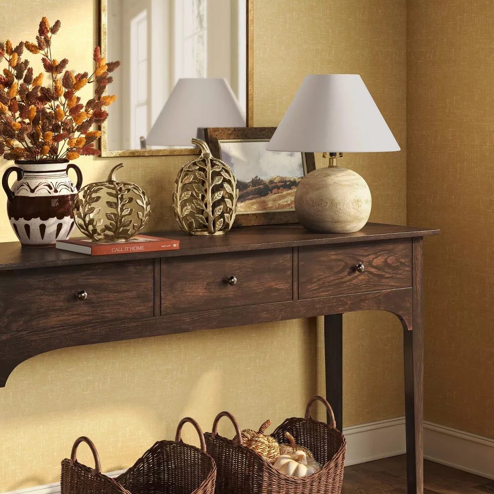 Round Metal Botanical Pumpkin Desktop Decor