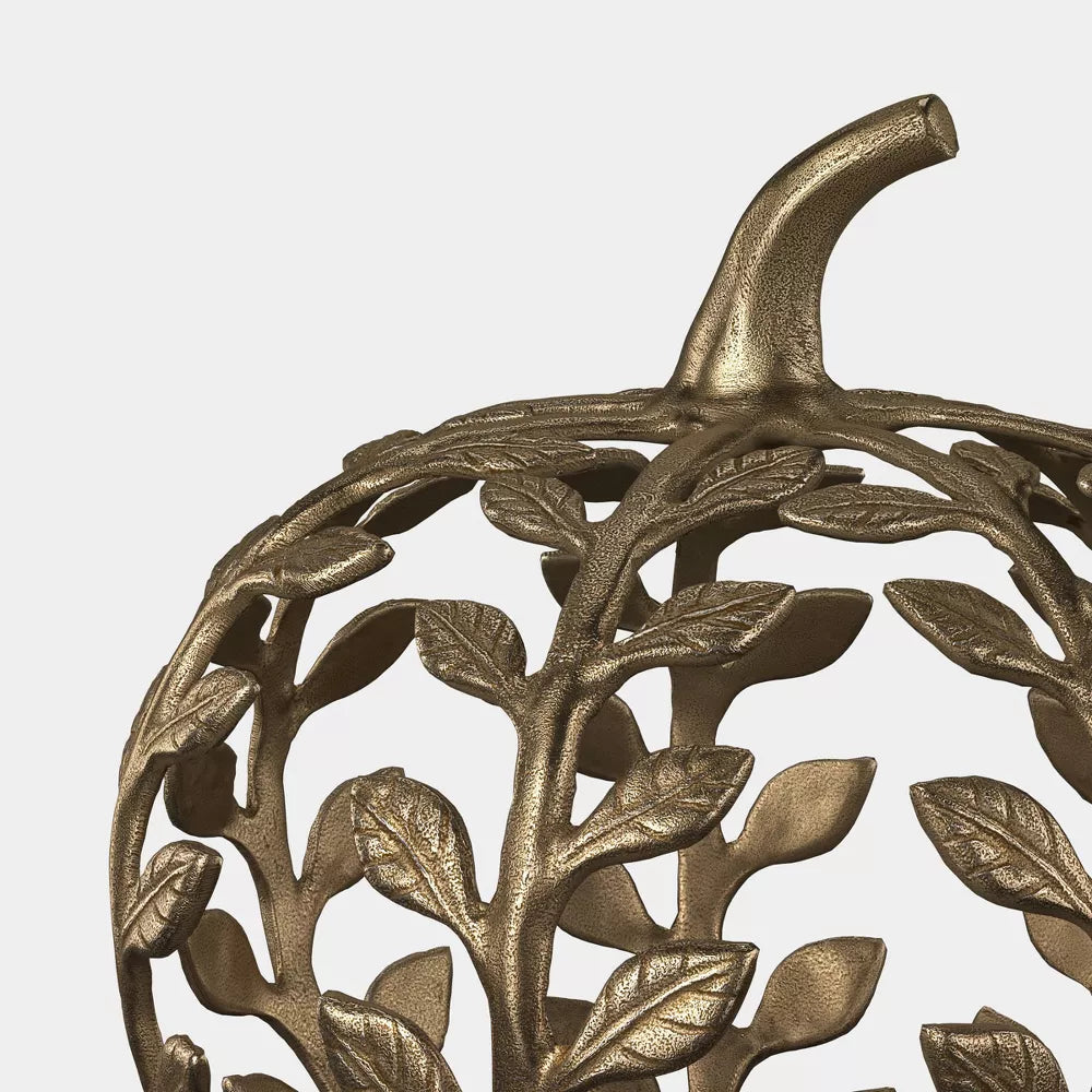 Round Metal Botanical Pumpkin Desktop Decor