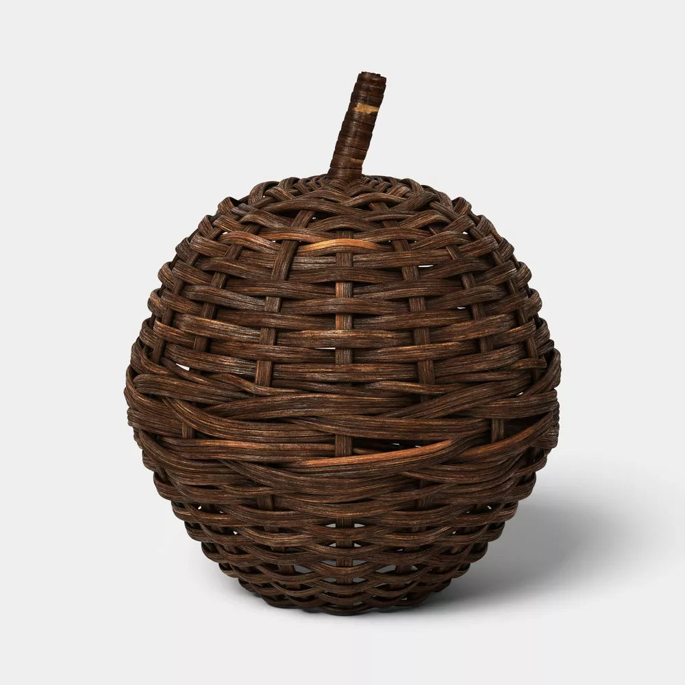 8 Inch Large Dark Woven Fall Pumpkin Desktop Decor