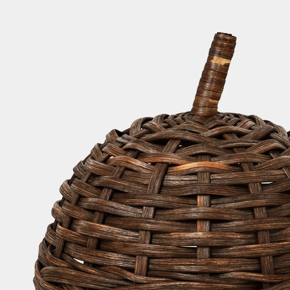 8 Inch Large Dark Woven Fall Pumpkin Desktop Decor