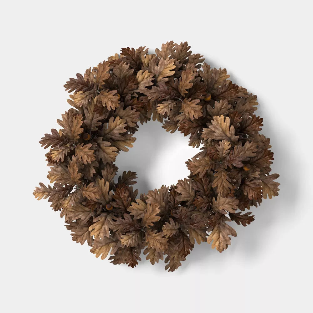24 Inch Golden Oak Leaf Fall Decorative Wreath
